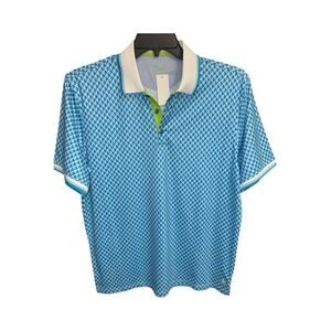 Nick Graham Everywhere Large Polo Shirt Blue Sunflower Prism Quick Dry UPF 50+